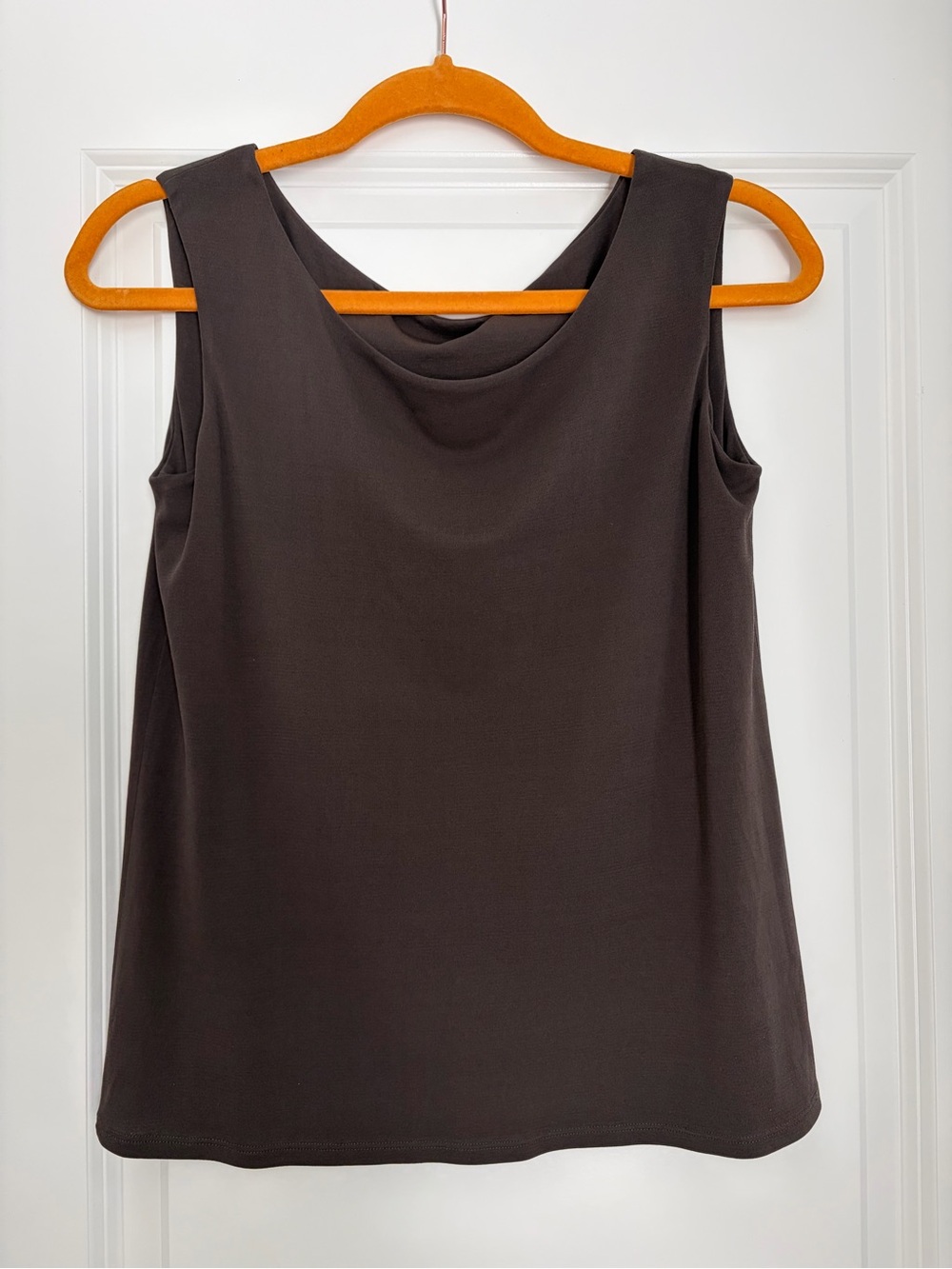 EILEEN FISHER 100% Silk Brown Cowl Neck Sleeveless Top